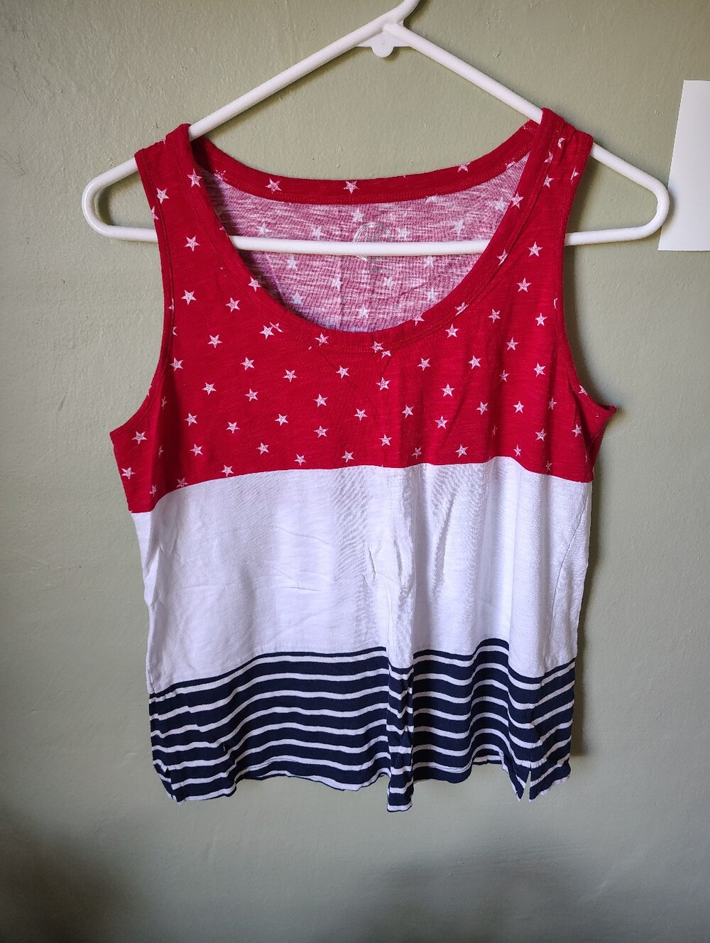 24/7 by Maurices Women's Med Red, White, & Blue Tank Festive America 4th Of July